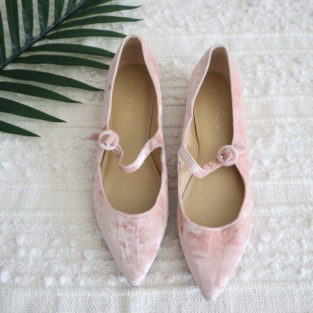 Marc Fisher crushed velvet pointy toe pink flats - Picture 1 of 5
